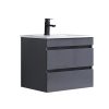 Cube 60 alsó fürdőszobabútor kerámia mosdóval 2 fiókos antracit szürke