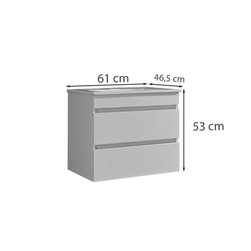 Cube 60 alsó fürdőszobabútor kerámia mosdóval 2 fiókos antracit szürke - Image 3