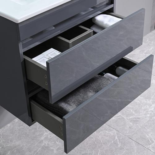 Cube 60 alsó fürdőszobabútor kerámia mosdóval 2 fiókos antracit szürke - Image 8