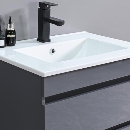 Cube 60 alsó fürdőszobabútor kerámia mosdóval 2 fiókos antracit szürke - Image 5