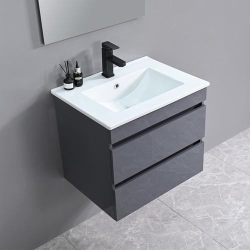 Cube 60 alsó fürdőszobabútor kerámia mosdóval 2 fiókos antracit szürke - Image 4