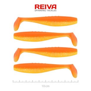 REIVA Flat Minnow Shad 10cm 4db/cs (Shiny Orange)