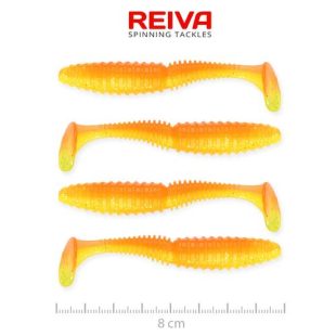 REIVA Zander Power Shad 8cm 4db/cs (Shiny Orange)