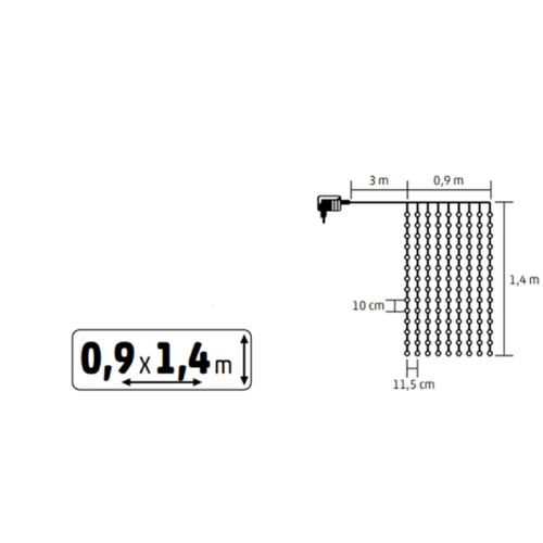 HOME KIN126DWW DOT LED-es fényfüggöny, 0,9 m, 126 db melegfehér DOT LED, állófényű, hálózati tápellátás, beltéri kivitel - Image 3