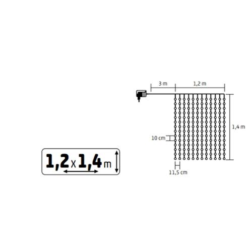 HOME KIN168DWW DOT LED-es fényfüggöny, 168 db melegfehér DOT LED, állófényű, átlátszó vezeték, 12x14 LED, beltéri adapteres kivitel - Image 4